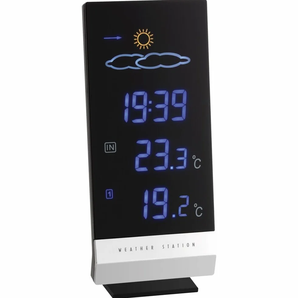 TFA Dostmann Station météo avec émetteur sans fil LUMAX, 35.1093, avec écran couleur, température extérieure et intérieure, horloge radio-pilotée, température intérieure/extérieure, noir
