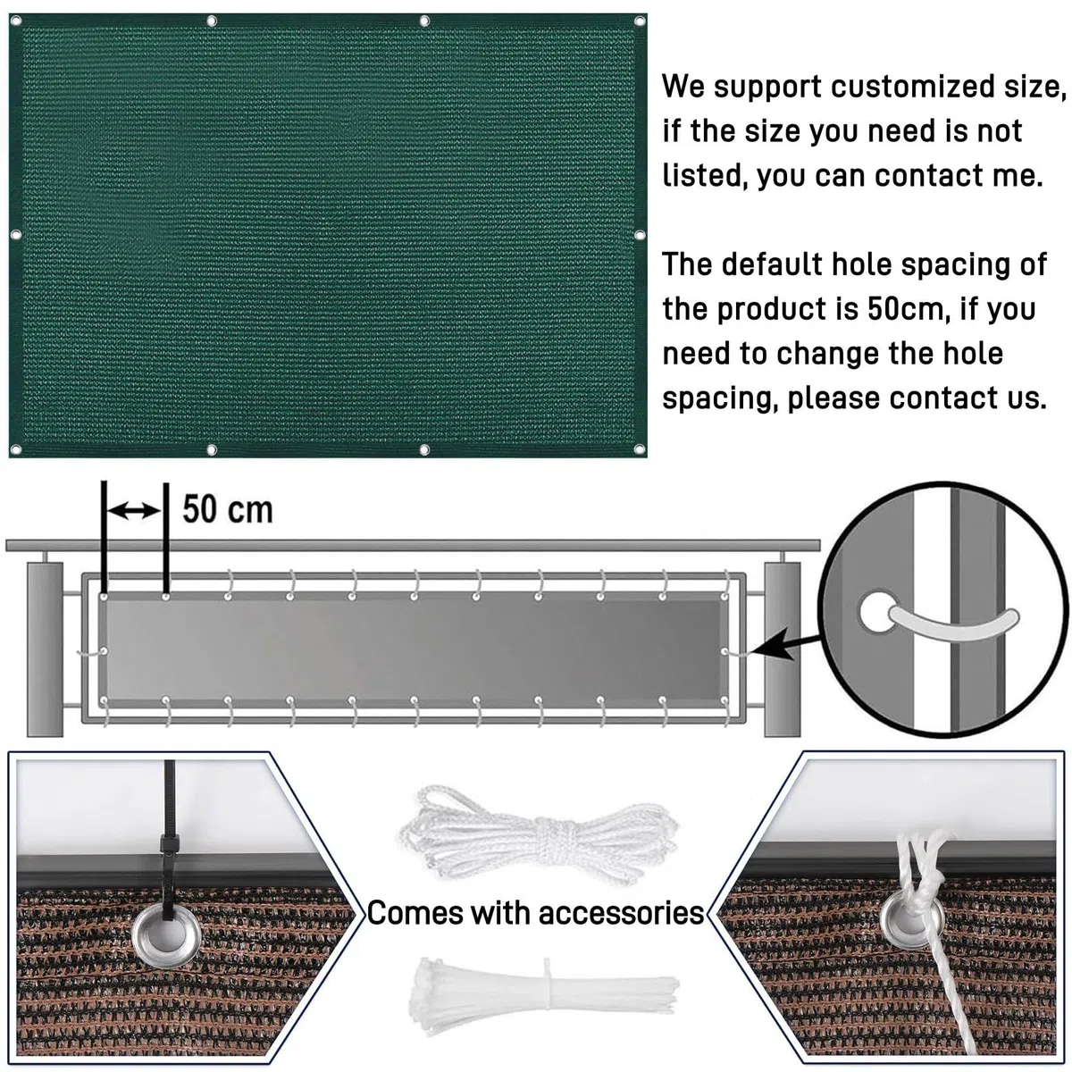 Brise Vue Balcon 130 x 850 cm Protection Contre Les Regards Brise Vue Renforcé Filet Occultant Au Vent, Résistance à La Déchirure pour Patio Extérieur Clôtures, Vert Foncé