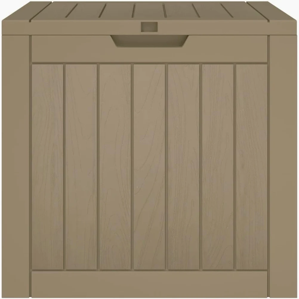 Coffre de jardin gris aspect bois en polypropylène PP 55,5 x 43 x 53 cm 118 l couvercle verrouillable pour coussins et accessoires de piscine espace de rangement extérieur