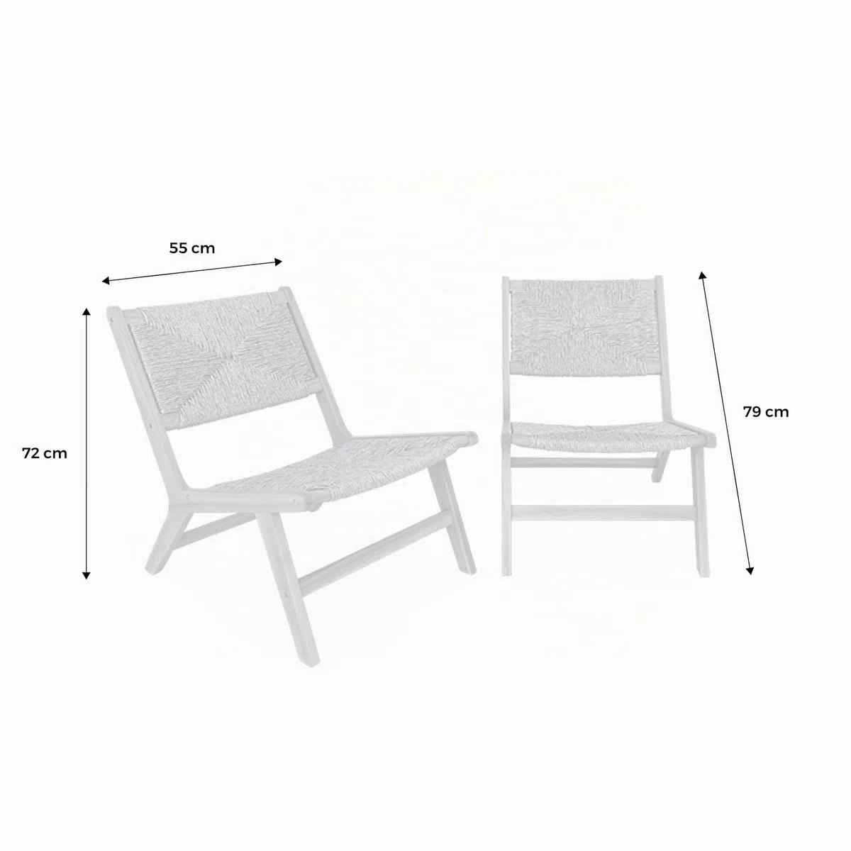 Alice's Garden sweeek - Lot de 2 fauteuils Relax de Jardin en Bois et résine Effet Paille. intérieur/extérieur