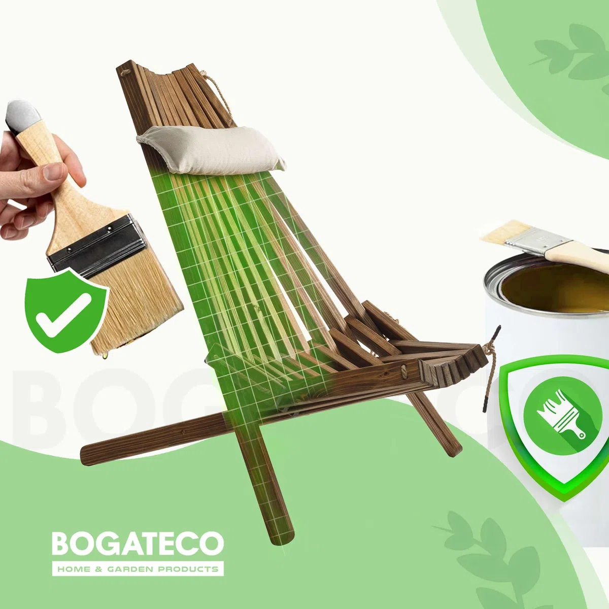 BOGATECO Transat de Jardin Pliable en Bois avec Coussin - Chilienne de Terrasse et Balcon - Chaise Longue Extérieur - Bain de Soleil Pliant - 100 x 55 x 90 cm - Brun foncé