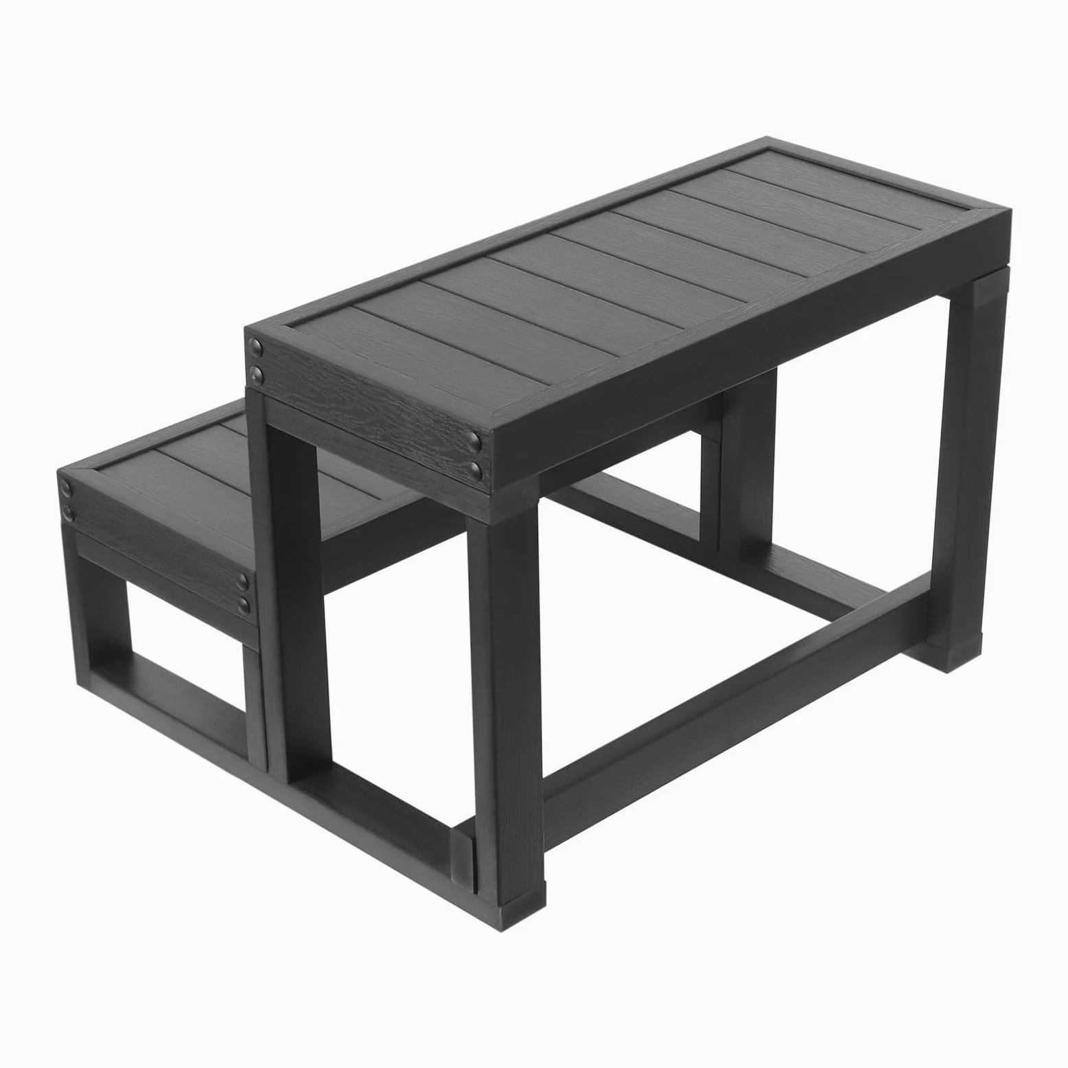 Escalier de Piscine, Bord de, escalier pour, marchepied Universel Robuste à 2 Niveaux pour différents Types de, 60 x 54 x 42,3 cm, Noir