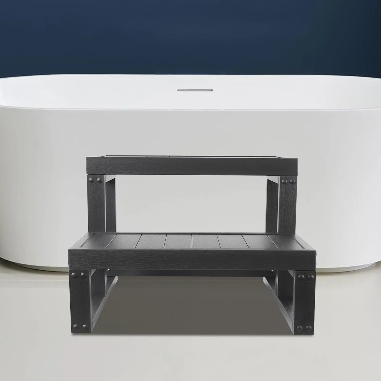 Escalier de Piscine, Bord de, escalier pour, marchepied Universel Robuste à 2 Niveaux pour différents Types de, 60 x 54 x 42,3 cm, Noir