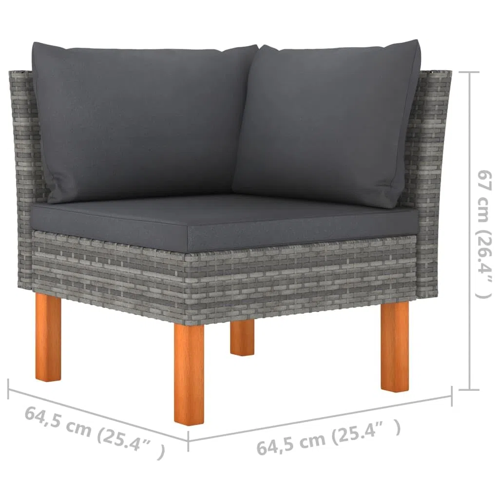 vidaXL Salon de Jardin 3pcs Résine tressée et Bois d'eucalyptus Massif