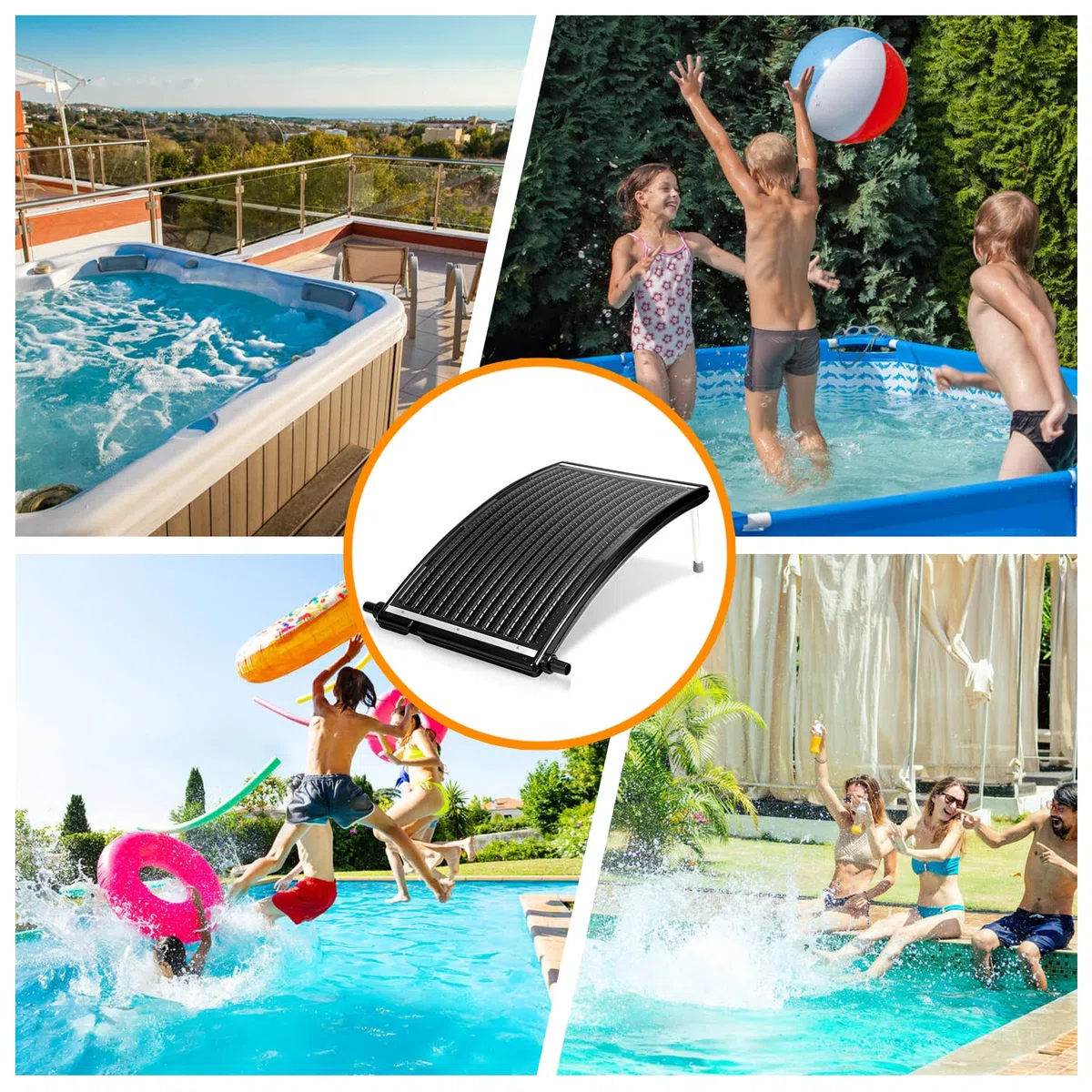 Lospitch Panneau de Chauffage Solaire - Capacité : 15 l - 110 x 69 x 14 cm - Débit : 10 000 l/h - Raccordement : Ø 38 mm - Chauffage solaire pour eau de piscine chauffante