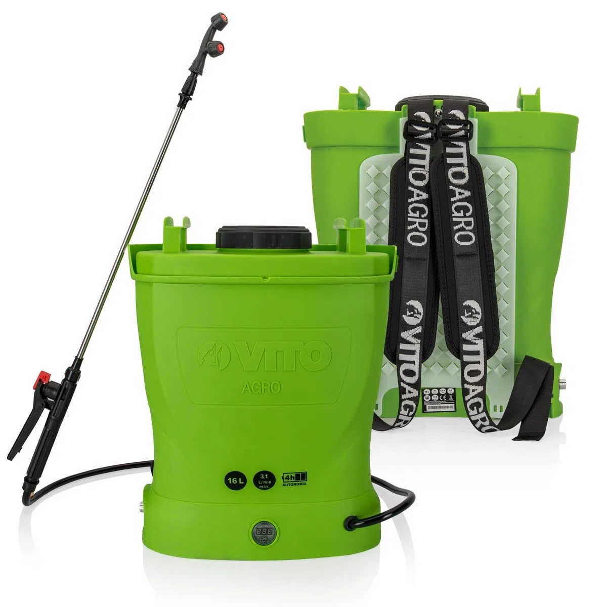 VITO Pulvérisateur Electrique à Batterie 16L + Combinaison de Protection Jetable Jardin + Accessoires de Protection et Pulvérisation