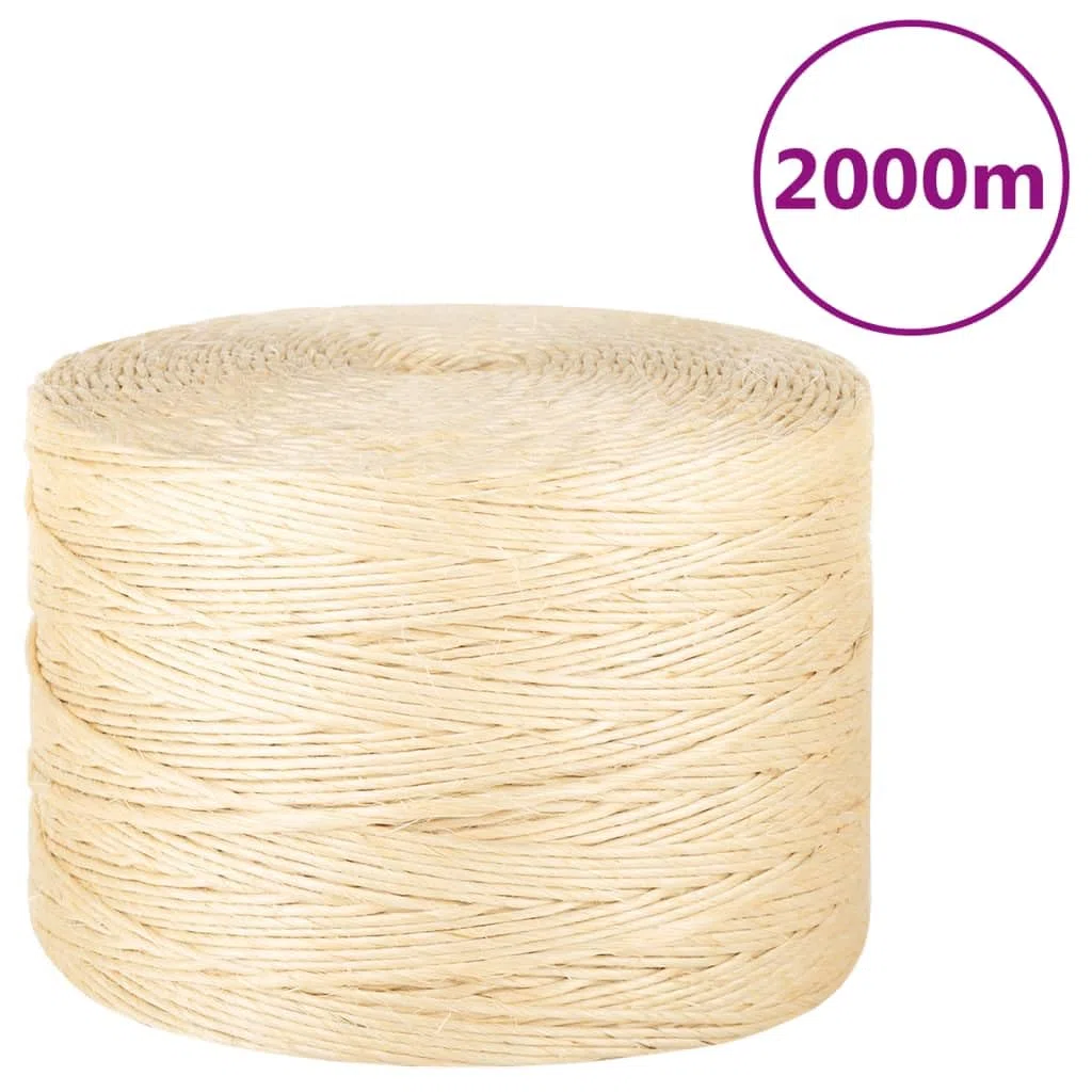 Corde en Chanvre Naturel pour Réparation et Remplacement, Corde de Rechange pour Jardinage Décoration Artisanale, Résistant à la Déchirure, Brun 3 mm x 2000 m Sisal