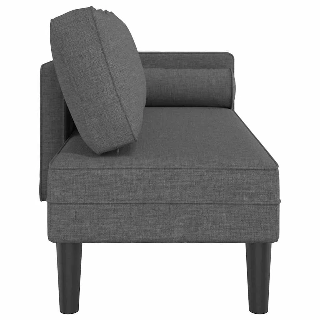 vidaXL Chaise Longue avec Coussins Gris foncé Tissu