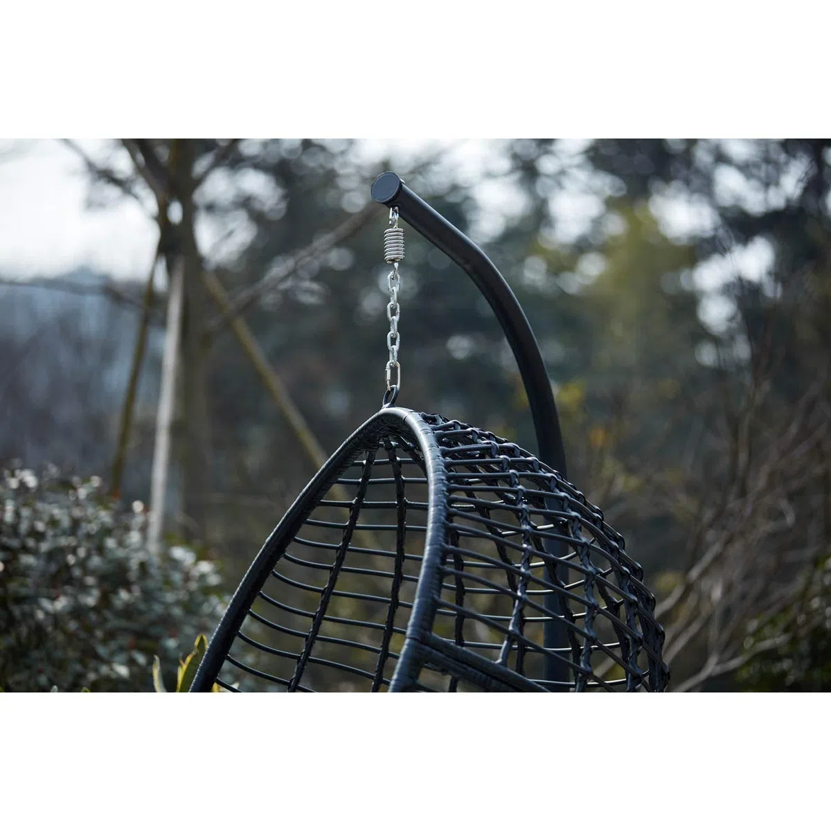 Fauteuil Suspendu AUROA Rotin Noir avec Support