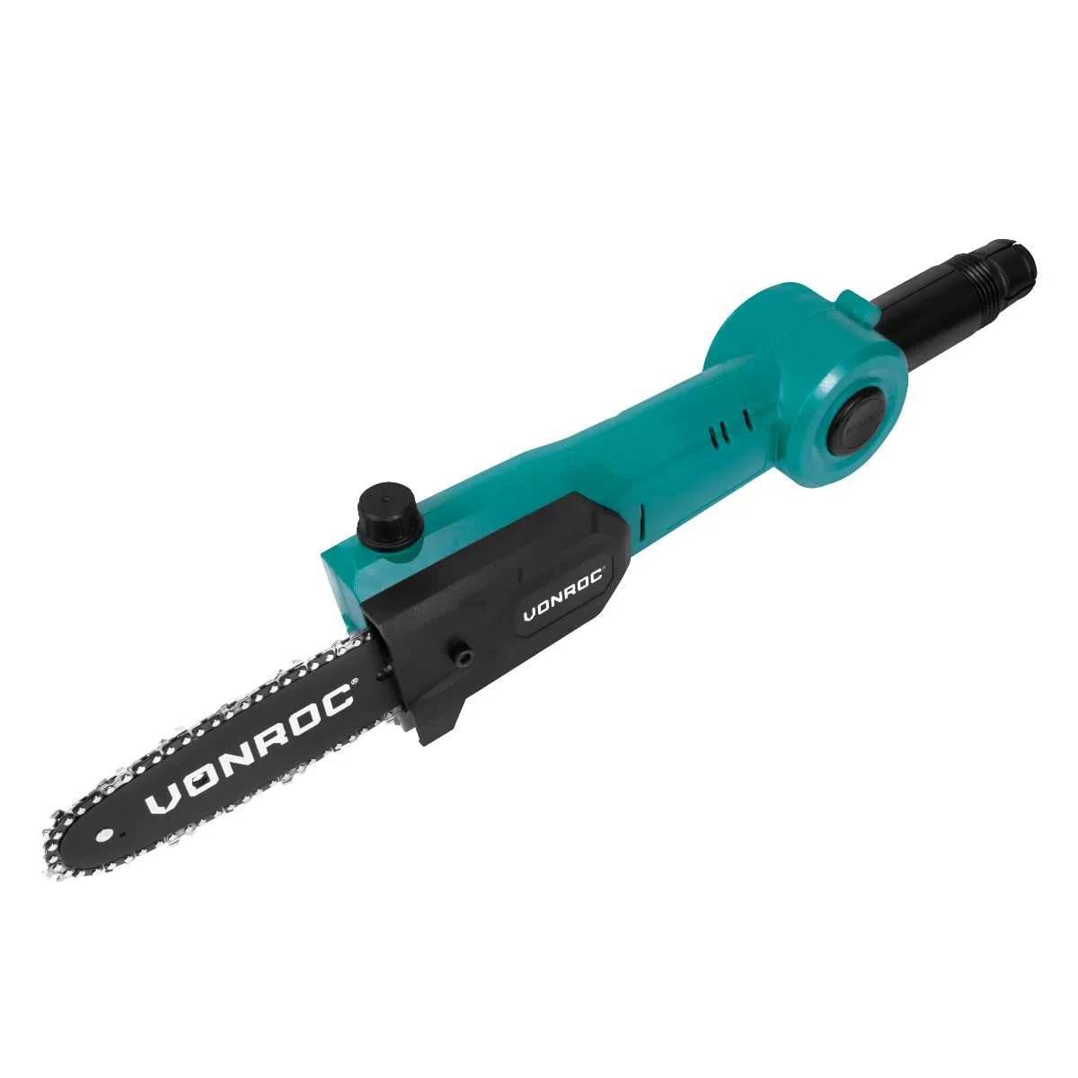 VONROC Élagueuse sur perche sans fil 20V (sans batterie, ni chargeur rapide) - Tête inclinable - Perche extensible (200-260 cm) - Chaine 44T, 5m/d