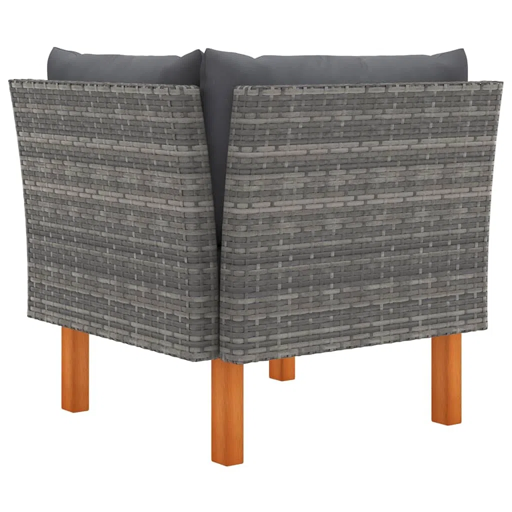vidaXL Salon de Jardin 3pcs Résine tressée et Bois d'eucalyptus Massif