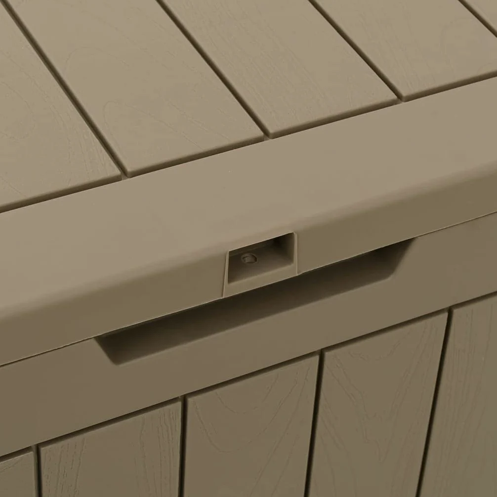 Coffre de jardin gris aspect bois en polypropylène PP 55,5 x 43 x 53 cm 118 l couvercle verrouillable pour coussins et accessoires de piscine espace de rangement extérieur
