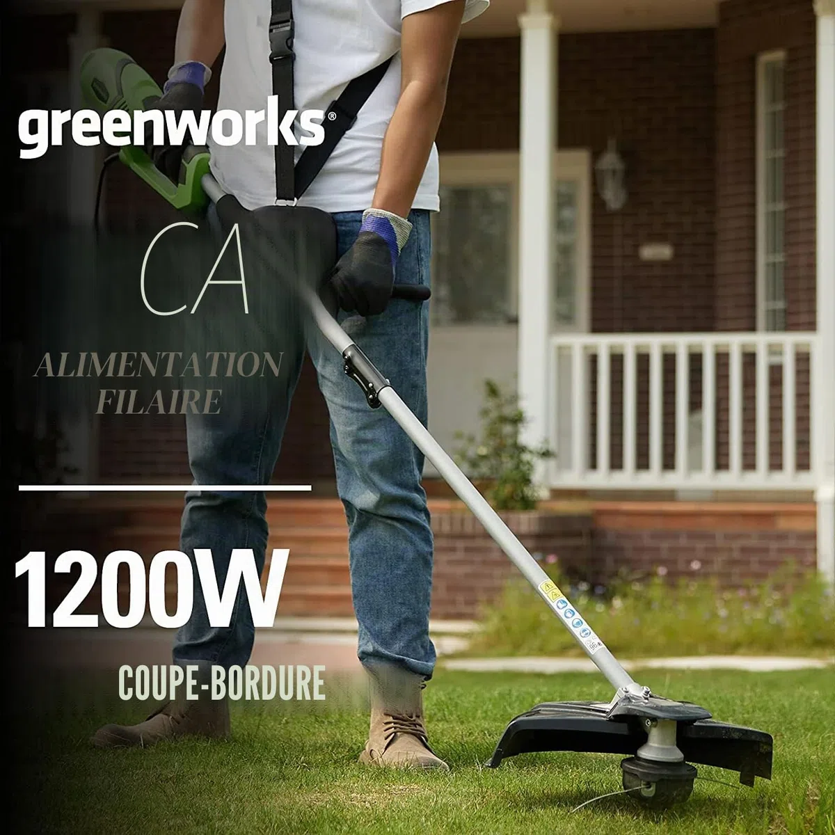 Greenworks Coupe-Bordure & Débroussailleuse à Fil Électrique 230V 40cm, Fil de Coupe 20m