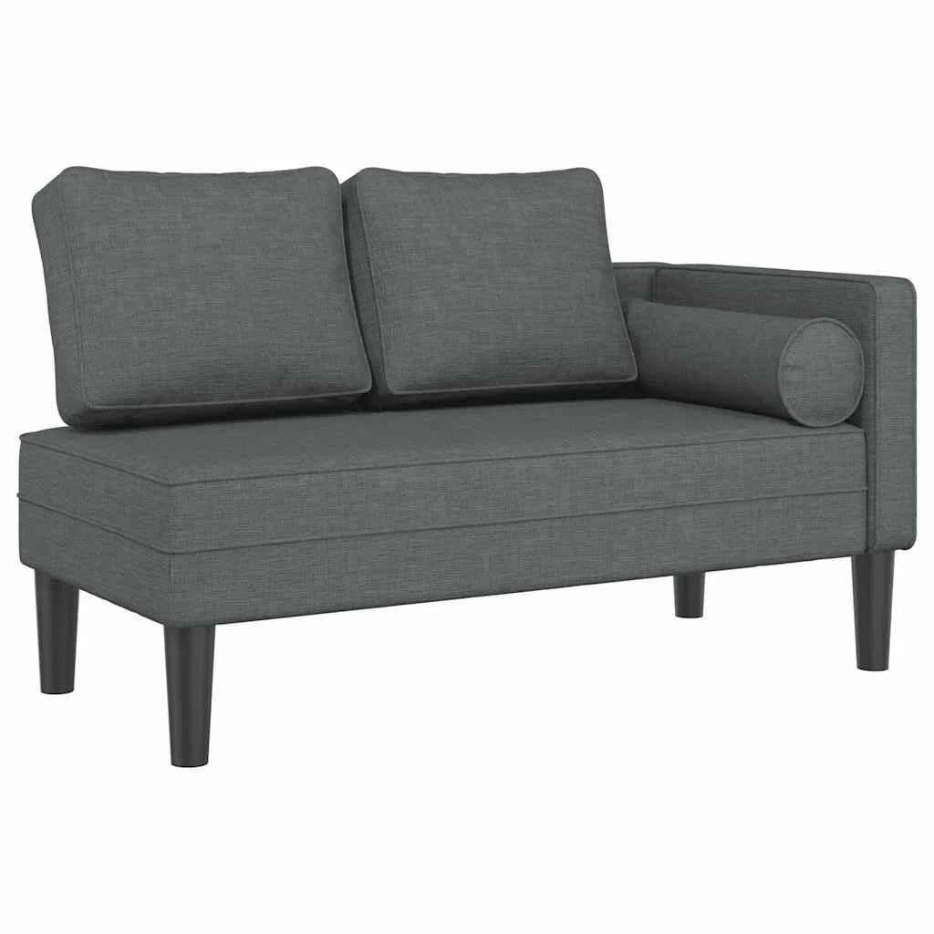 vidaXL Chaise Longue avec Coussins Gris foncé Tissu
