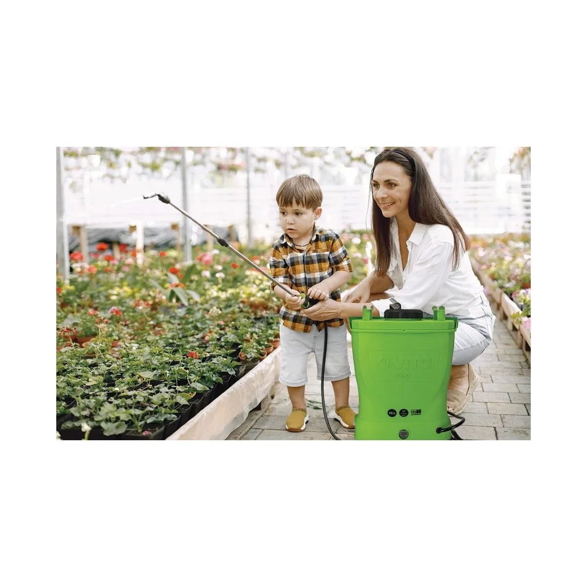 VITO Pulvérisateur Electrique à Batterie 16L + Combinaison de Protection Jetable Jardin + Accessoires de Protection et Pulvérisation
