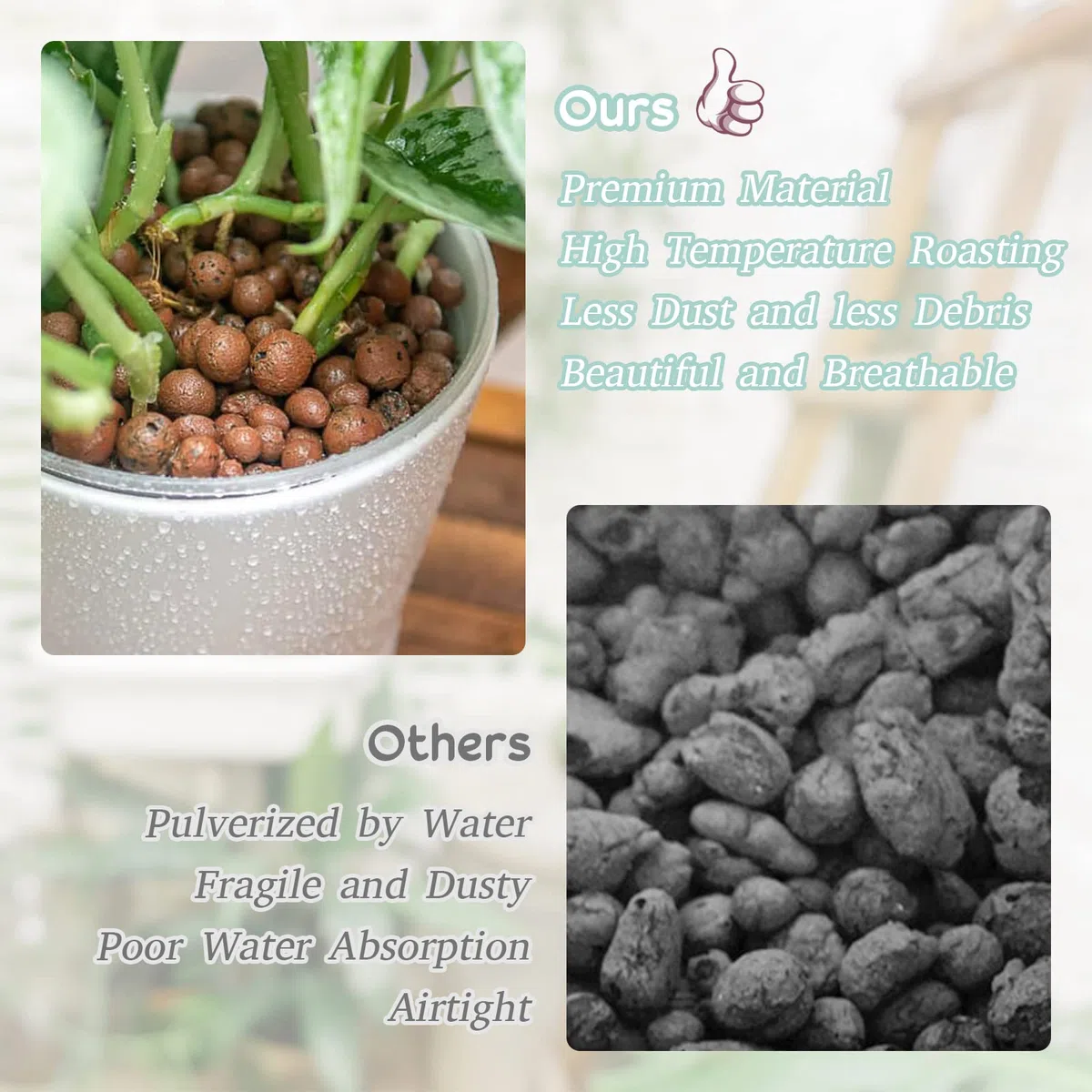 Legigo Galets d'argile organique expansés de 2,7 kg, agrégat d'argile expansée légère de 4 mm à 16 mm, galets d'argile naturelle pour culture hydroponique et aquaponique, mélange de rempotage