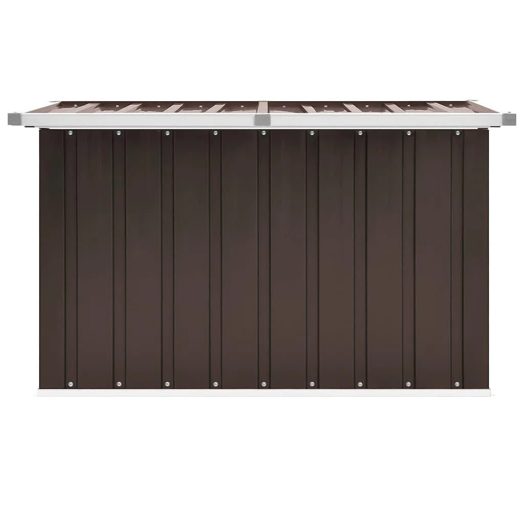 Boîte de rangement de jardin marron en acier galvanisé et plastique - 109 x 67 x 65 cm - Grand espace de rangement - Coffre de rangement avec couvercle rabattable - Résistant aux intempéries