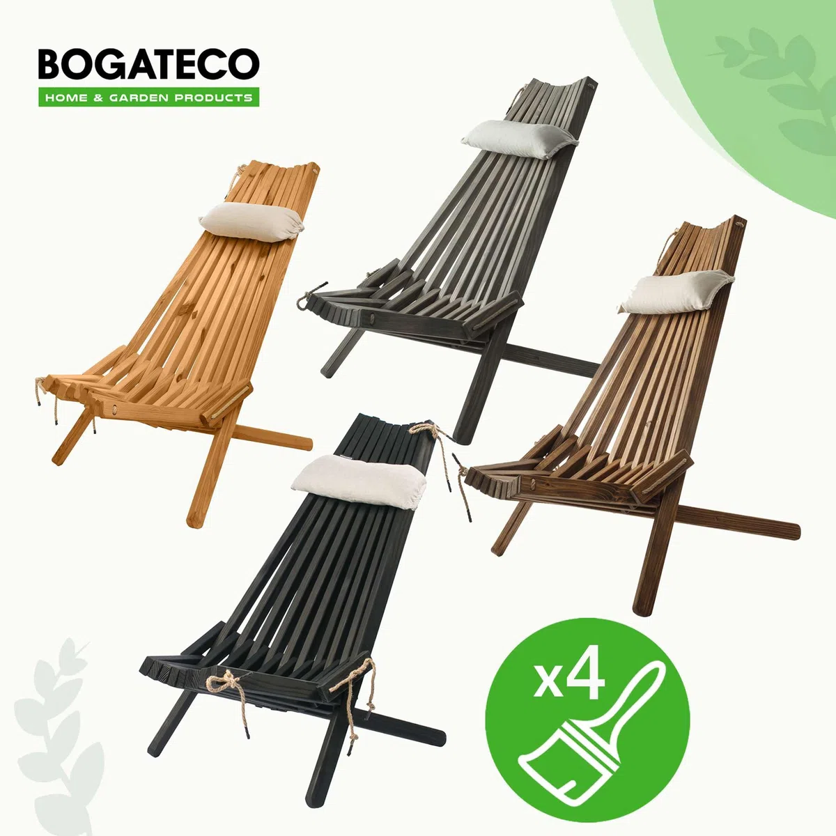 BOGATECO Transat de Jardin Pliable en Bois avec Coussin - Chilienne de Terrasse et Balcon - Chaise Longue Extérieur - Bain de Soleil Pliant - 100 x 55 x 90 cm - Brun foncé