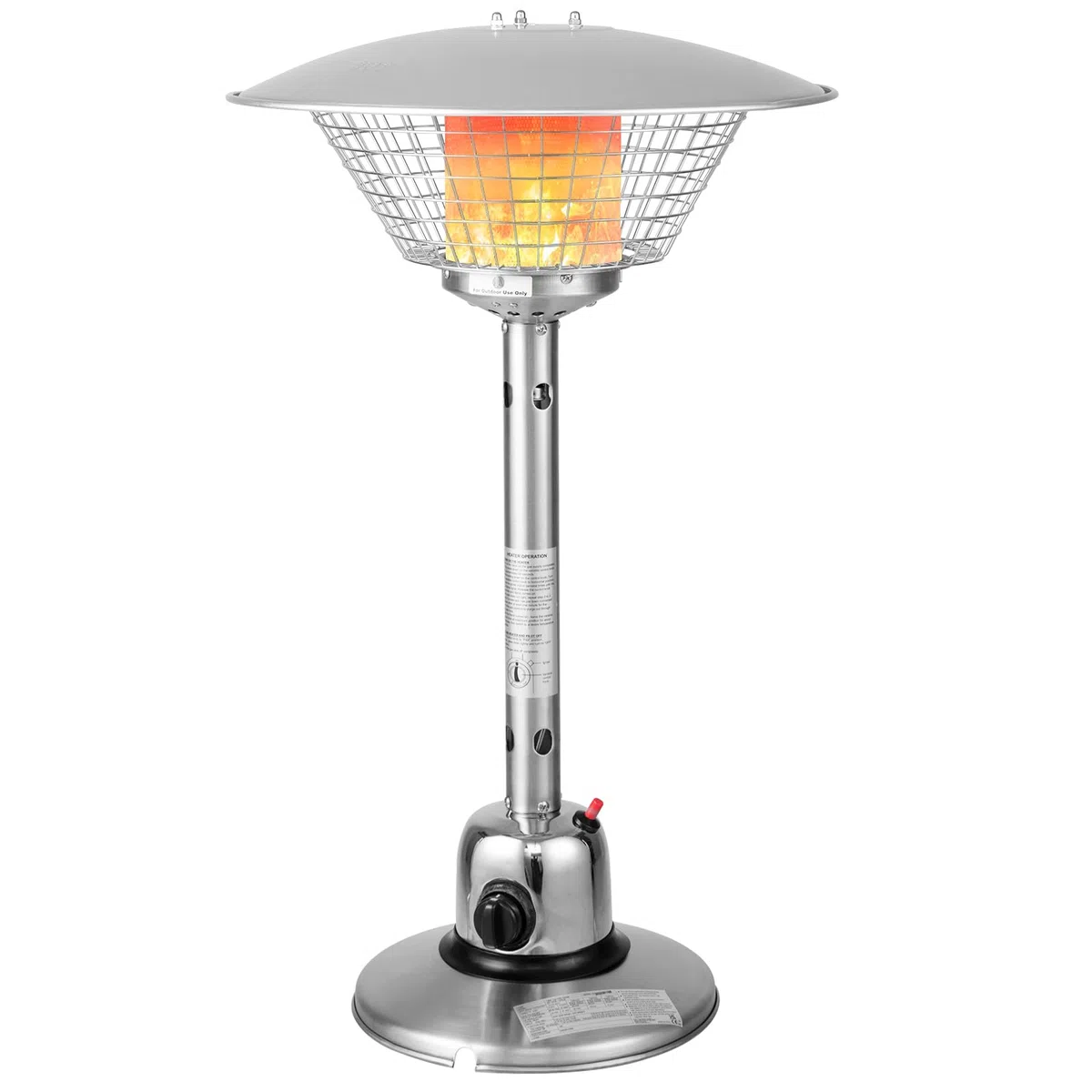 COSTWAY Cheminée de Table au Gaz Propane de 4 KW, Chauffage Extérieur avec Régulateurs de Pression/Conduites de Gaz Protection Contre Basculement et Surchauffe avec 2 Réglages de Chaleur (Argent)