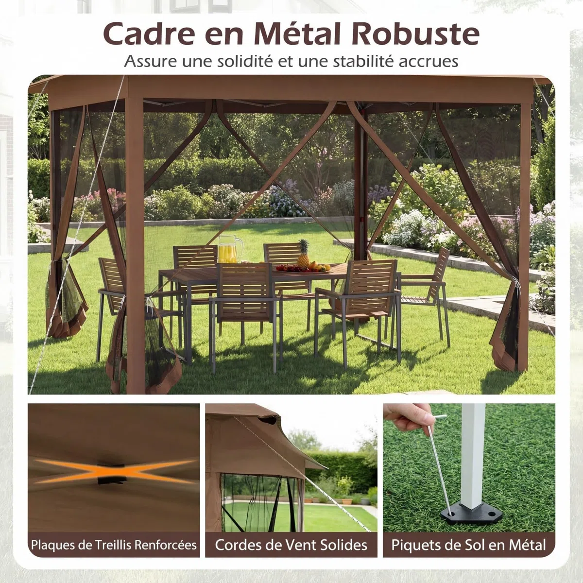 RELAX4LIFE Tonnelle Pliante 3x3 avec Moustiquaires, Tonnelle de Jardin Exterieur Pop-up Facile à Monter, Protection Solaire, Cadre Métallique, Sac de Transport, Pavillon de Jardin pour Terrasse