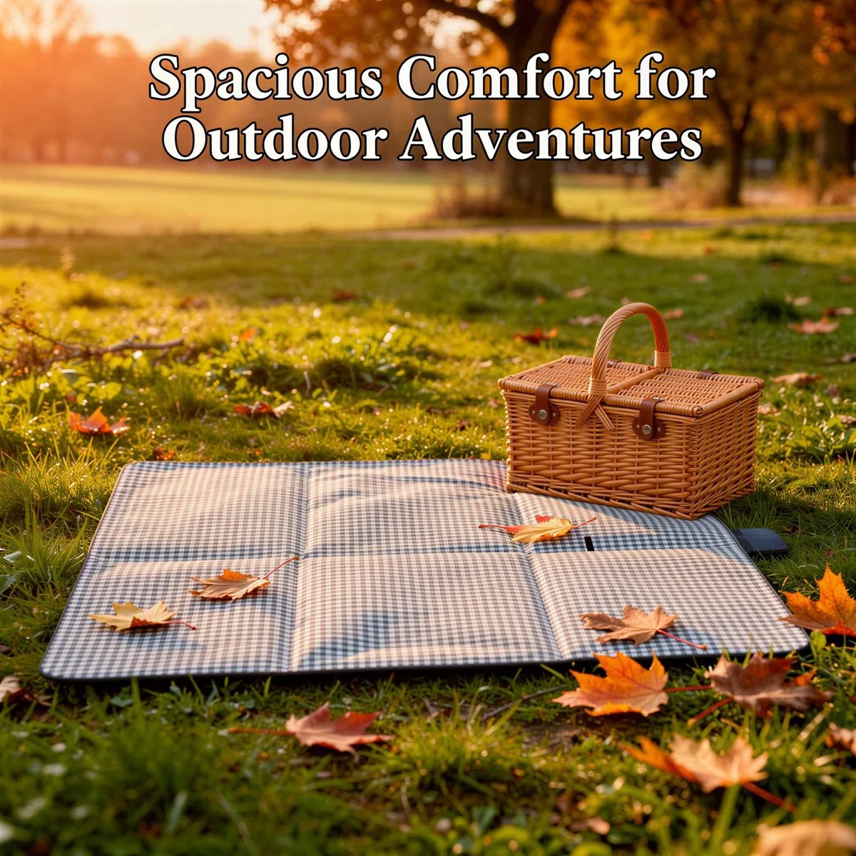 Couverture de Pique-Nique extérieure 200 x 300 cm, Grande Couverture de Plage Pliable, Toile Oxford imperméable, Tapis de Camping Bleu à Carreaux avec poignée pour Parc, randonnée