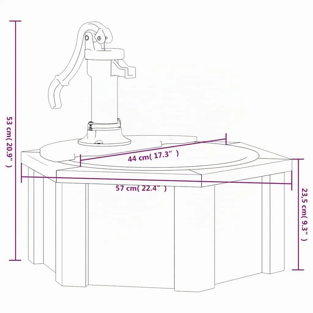 vidaXL Fontaine à Eau avec Pompe 57x57x53 cm Bois de Sapin Massif