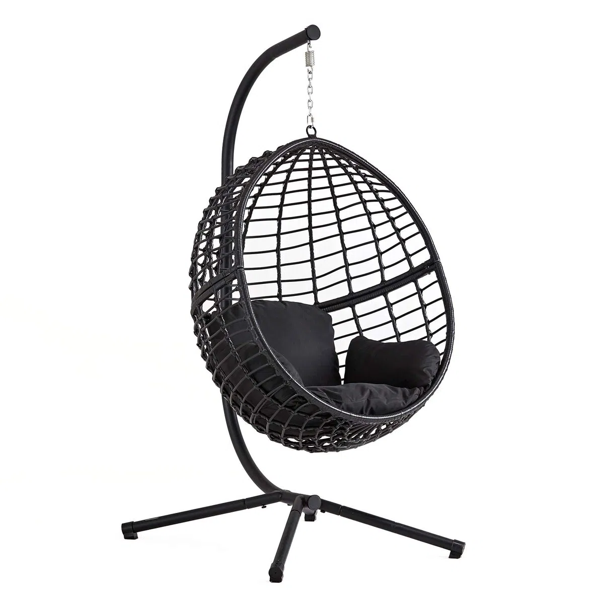 Fauteuil Suspendu AUROA Rotin Noir avec Support