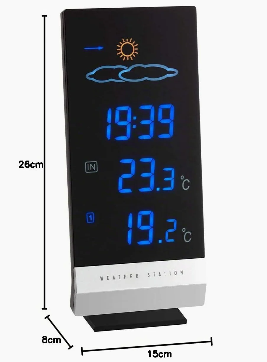 TFA Dostmann Station météo avec émetteur sans fil LUMAX, 35.1093, avec écran couleur, température extérieure et intérieure, horloge radio-pilotée, température intérieure/extérieure, noir