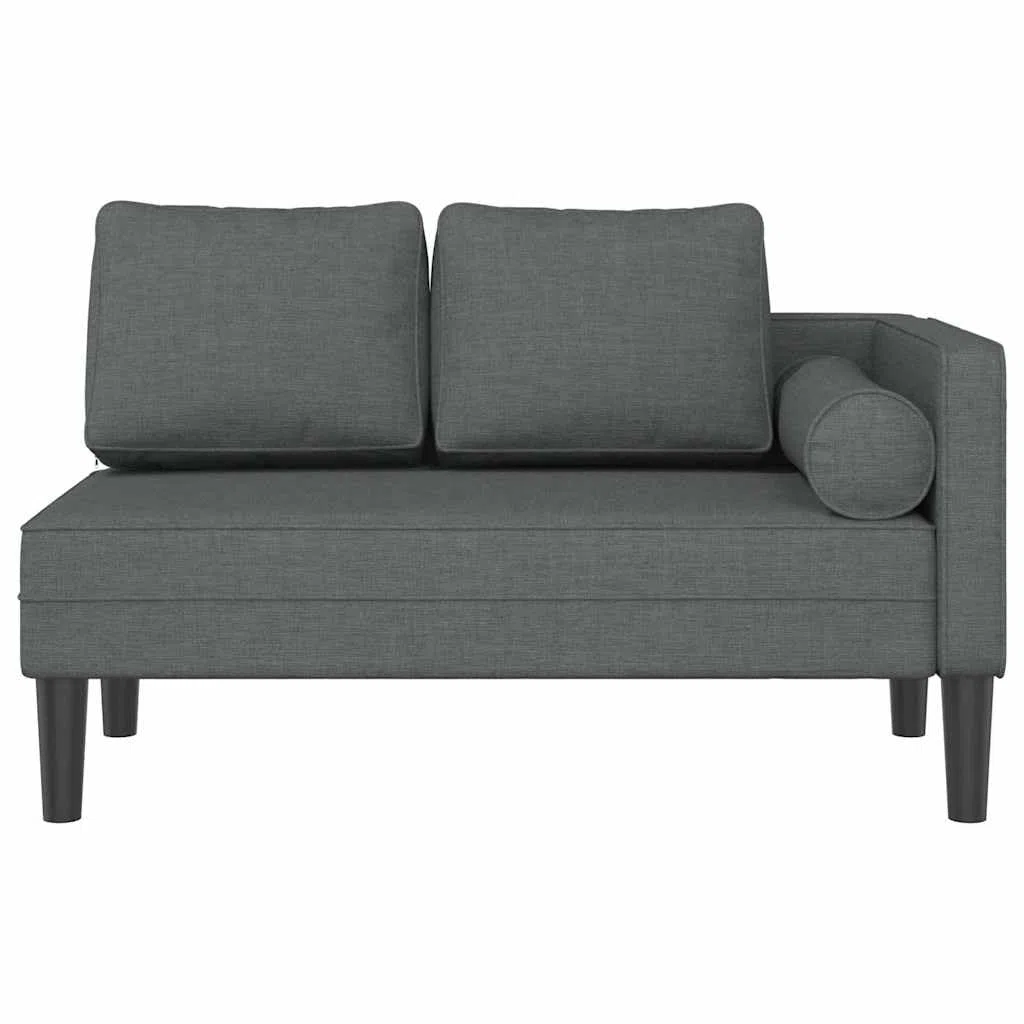 vidaXL Chaise Longue avec Coussins Gris foncé Tissu