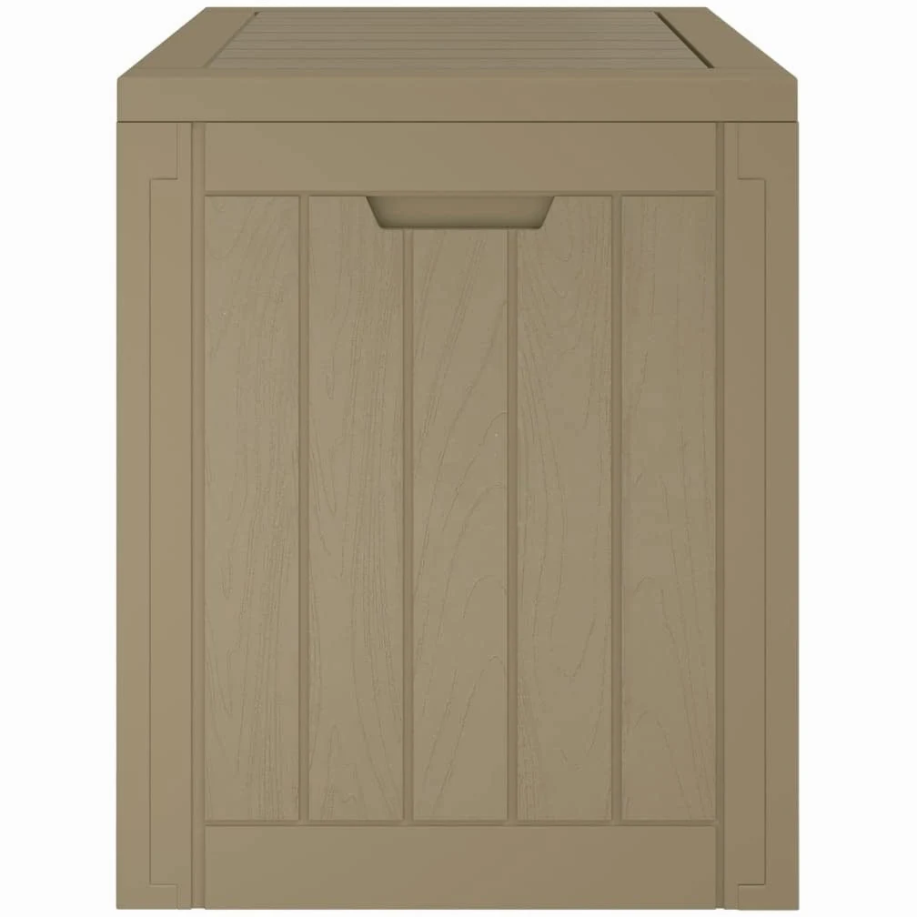 Coffre de jardin gris aspect bois en polypropylène PP 55,5 x 43 x 53 cm 118 l couvercle verrouillable pour coussins et accessoires de piscine espace de rangement extérieur